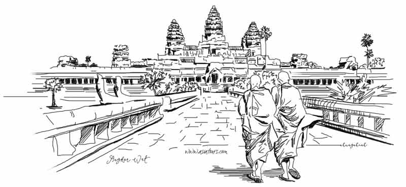 Angkor Wat Drawing Angkor wat in cambodia is defitnely a beautiful place